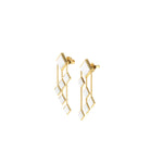 Ferrucci White Agate Pyramids Dangling 18 Karat Yellow Gold Chandelier Earrings - FERRUCCI & CO. Jewelry