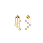Ferrucci White Agate Pyramids Dangling 18 Karat Yellow Gold Chandelier Earrings - FERRUCCI & CO. Jewelry