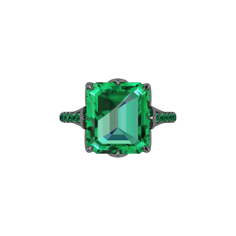 GIA Certified 4.53 Carat Colombian Emerald Black 18K black Gold Maleficent Ring - FERRUCCI & CO. Jewelry