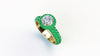 1.06 Ct GIA Certified Round Diamond Round Emerald Halo Pave Shank 18k Gold Ring