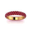 3.25 Carat Ruby Pave Eternity Ring in 18 Karat Yellow Gold