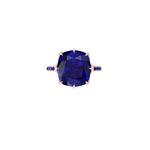 GIA Certified 9.23 carat Cushion Cut Tanzanite Lotus Flower 18 Karat Rose Gold Ring