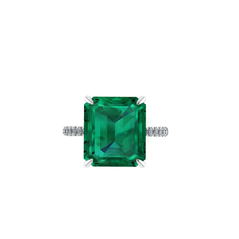 GIA Certified 4.53 Carat Emerald Cut Emerald Diamond Platinum Ring - FERRUCCI & CO. Jewelry