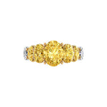 GIA 6.18 Carat Oval Yellow Intense Diamonds 18 Karat Shank Platinum 950 Ring