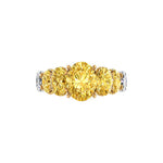 GIA 6.18 Carat Oval Yellow Intense Diamonds 18 Karat Shank Platinum 950 Ring