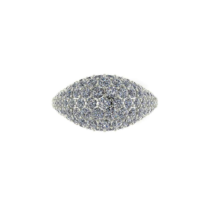 2.5 Carat White Bright Diamonds Dome Ring in 18 Karat white Gold