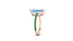 6.21 Carat Emerald Aquamarine Pave Emeralds 18 Karat Rose Gold Cocktail Ring