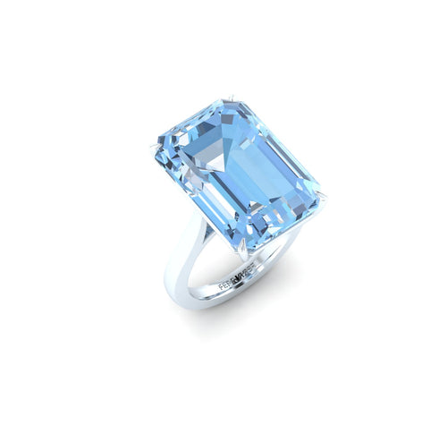 17.4 Carat Emerald Cut Aquamarine Platinum Cocktail Ring