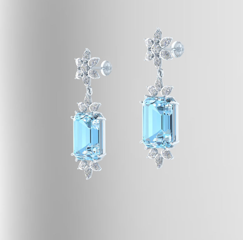 Emerald cut aquamarine earrings hotsell