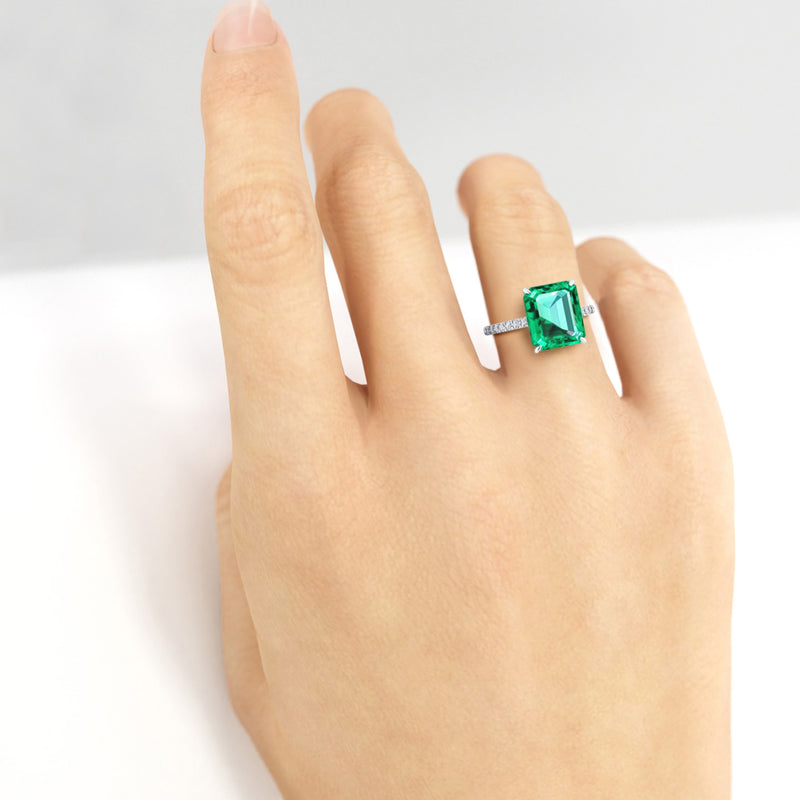 GIA Certified 4.53 Carat Emerald Cut Emerald Diamond Platinum Ring - FERRUCCI & CO. Jewelry