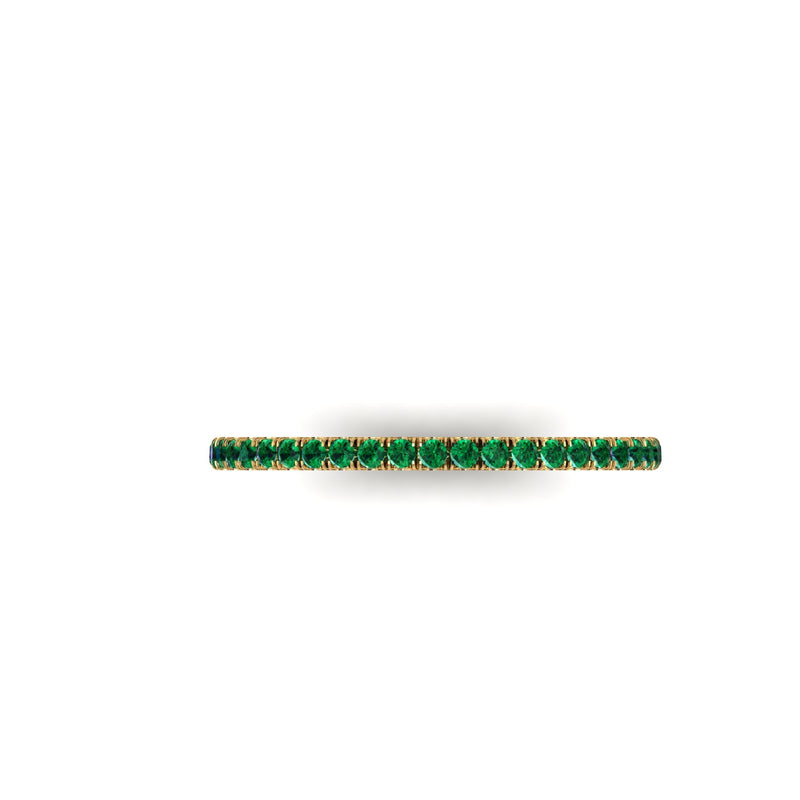18 Karat Yellow gold Thin Emerald Pavé Stackable Band Ring