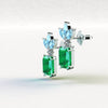 5.04 Carat Colombian Emeralds, Diamonds and Aquamarines Platinum earrings