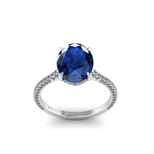 GIA Certified 3.55 Carat Madagascar Blue Sapphire Diamonds Platinum Ring - FERRUCCI & CO. Jewelry