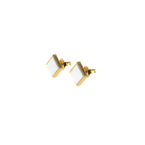 Ferrucci White Agate Pyramids 18 Karat Yellow Gold Stud Earrings - FERRUCCI & CO. Jewelry