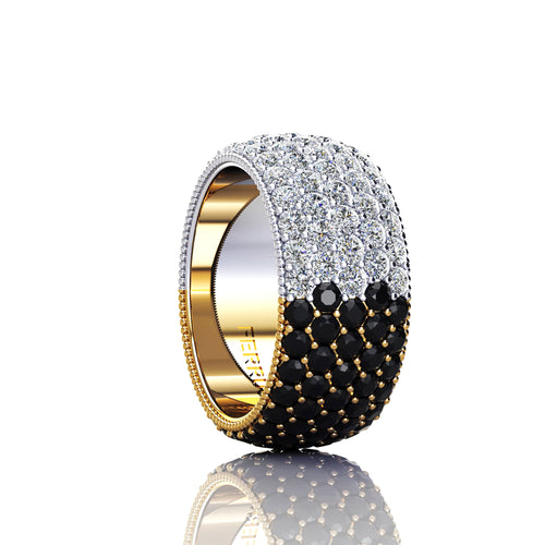 4.60 Carat Wide White and Black Diamond White and Yellow 18 Karat Gold - FERRUCCI & CO. Jewelry