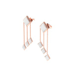 Ferrucci White Agate Pyramids Dangling 18 Karat Rose Gold dangling Earrings - FERRUCCI & CO. Jewelry
