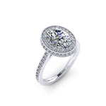 GIA Certified 1.75 Carat Oval Diamond Halo Engagement Ring in Platinum 950 - FERRUCCI & CO. Jewelry