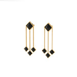 Ferrucci Black Onyx Pyramid Dangling 18 Karat Yellow Gold Earrings - FERRUCCI & CO. Jewelry