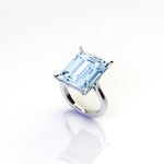 12.46 Carat Emerald Cut Aquamarine Platinum Cocktail Ring - FERRUCCI & CO. Jewelry