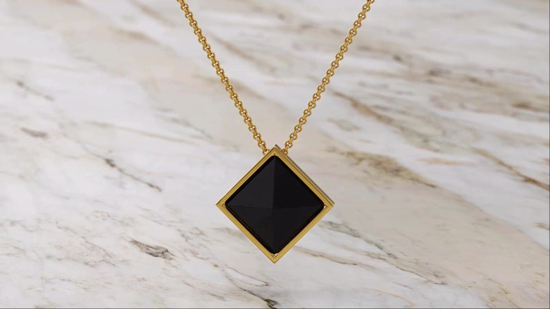 Black Onyx Pyramid Necklace Pendant 18 Karat Yellow Gold - FERRUCCI & CO. Jewelry