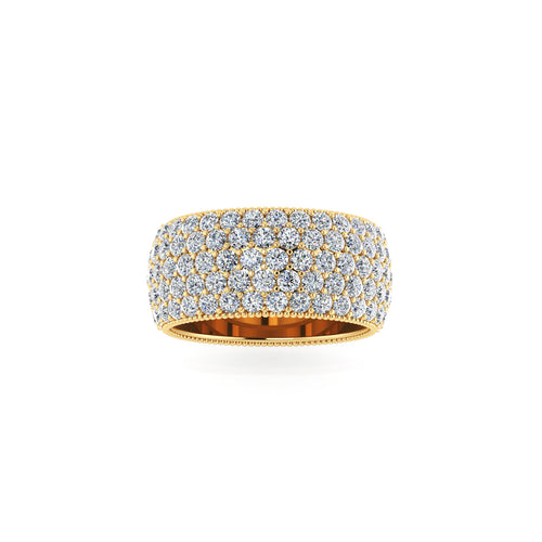 4.70 Carat Diamond Pave' Wide band 18 Karat Yellow Gold