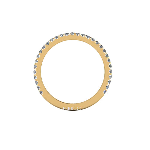 18 Karat Thin Yellow Gold Diamonds Pavé Stackable Band Ring