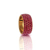 4.60 Carat Red Ruby wide band 18 Karat Yellow Gold