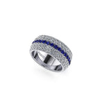 3.40 Carat Diamond 1.00 Carat Blue Sapphires Wide Platinum 950 band