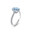 2.5 carat Oval Blue Aquamarine and White Diamonds Pave' in Platinum