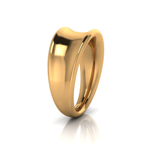 18 Karat Solid Yellow Gold Curved Organic Band