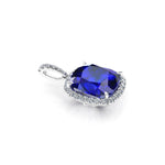 GIA Certified 9.23 Carat Tanzanite Pendant Necklace Diamond Halo Platinum 950