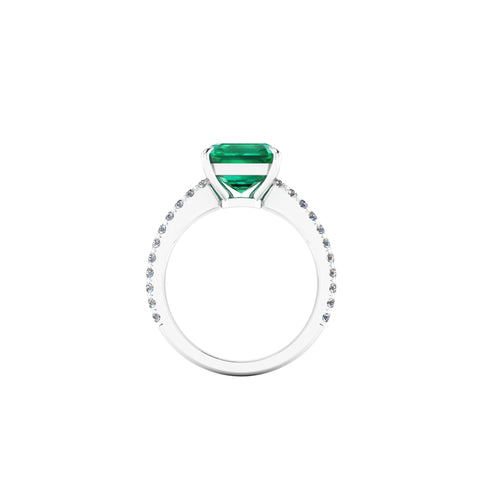 GIA Certified 4.14 Carat Emerald Cut Colombian Emerald Diamond Platinum Ring - FERRUCCI & CO. Jewelry