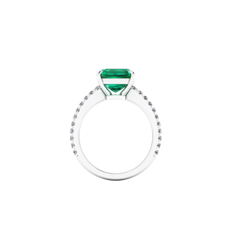 GIA Certified 4.14 Carat Emerald Cut Colombian Emerald Diamond Platinum Ring - FERRUCCI & CO. Jewelry