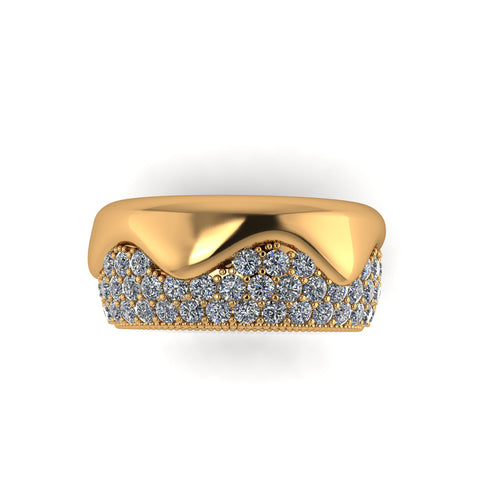 2.30 Carat White Diamond Melting Away Pave Ring in 18 Karat Yellow Gold