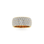 4.60 Carat Wide White Diamond Pavé Ring in 18 Karat Yellow Gold