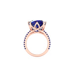 GIA Certified 9.23 carat Cushion Cut Tanzanite Lotus Flower 18 Karat Rose Gold Ring