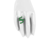 1.35ct Emeralds Pave' Snake 14k Yellow Gold Ring