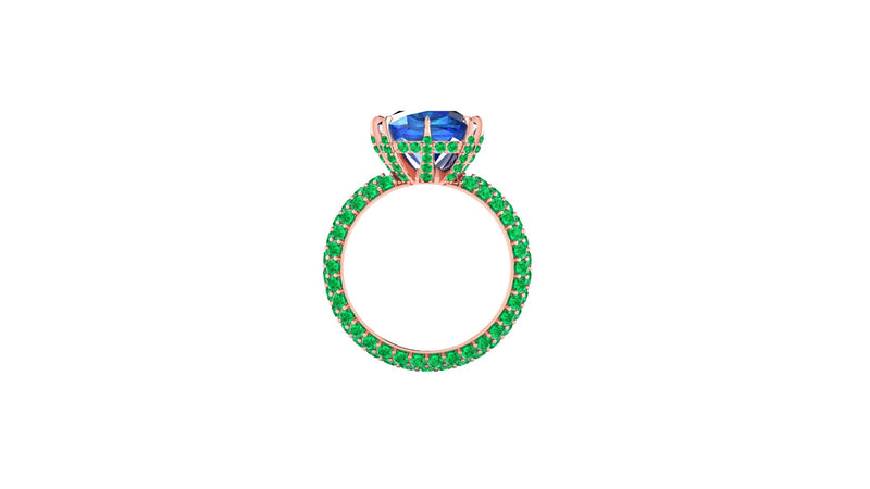 Custom 18k Rose gold Setting 2.10 carat Emeralds