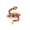 1.35ct Ruby and Yellow Sapphires Pave' Snake Diamonds 18k Yellow Gold Ring