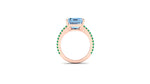 6.21 Carat Emerald Aquamarine Pave Emeralds 18 Karat Rose Gold Cocktail Ring