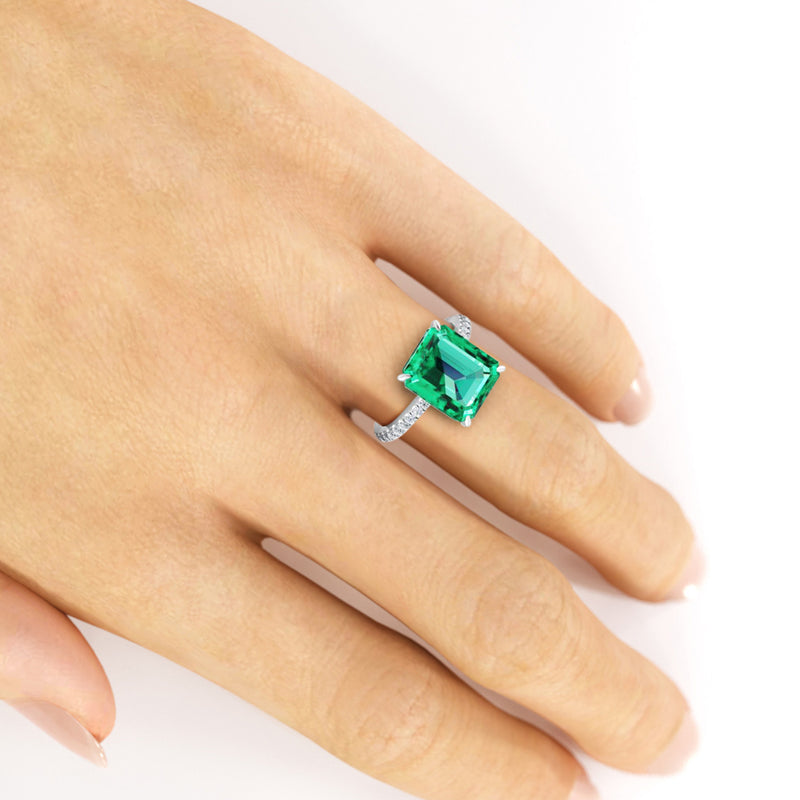 GIA Certified 4.53 Carat Emerald Cut Emerald Diamond Platinum Ring - FERRUCCI & CO. Jewelry