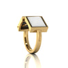 White Agate Pyramids Open Ring 18 Karat Yellow Gold Ring - FERRUCCI & CO. Jewelry