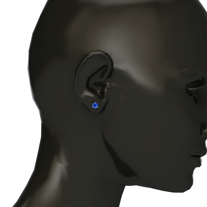 1.80 Carat Blue Sapphires Martini Ear Studs 18K Rose Gold