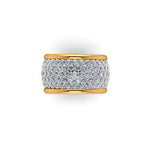 4.70 Carat White Diamond Wide White and Yellow 18 Karat Gold Ring Band - FERRUCCI & CO. Jewelry