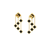 Ferrucci Black Onyx Pyramids Dangling 18 Karat Yellow Gold Chandelier Earrings - FERRUCCI & CO. Jewelry