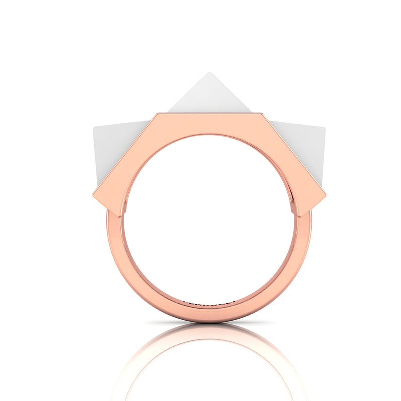 White Agate Pyramids 18 Karat Rose Gold Ring - FERRUCCI & CO. Jewelry