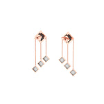 Ferrucci White Agate Pyramids Dangling 18 Karat Rose Gold dangling Earrings - FERRUCCI & CO. Jewelry
