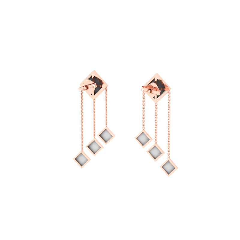 Ferrucci White Agate Pyramids Dangling 18 Karat Rose Gold dangling Earrings - FERRUCCI & CO. Jewelry