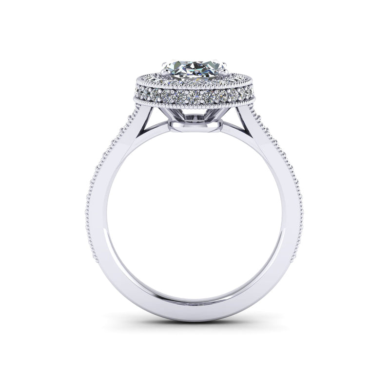 GIA Certified 1.75 Carat Oval Diamond Halo Engagement Ring in Platinum 950 - FERRUCCI & CO. Jewelry