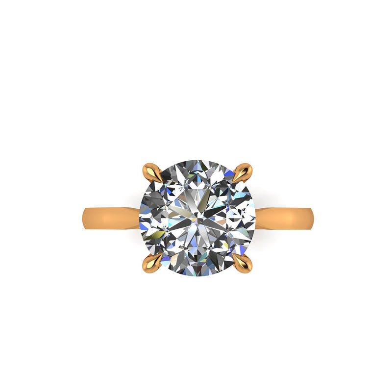 GIA Certified 3.00 Carat White Diamond 18 yellow Rose Gold Solitaire Ring - FERRUCCI & CO. Jewelry